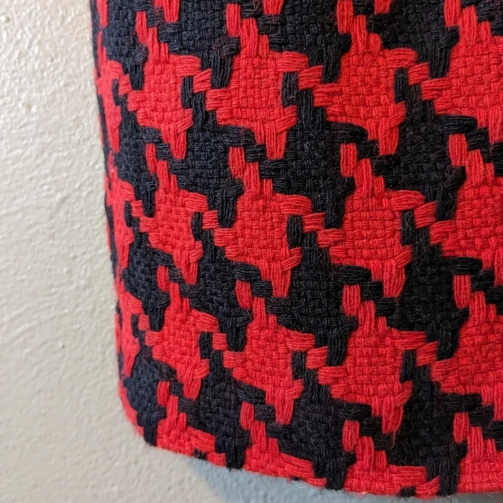 King Feather Retro Red & Black Houndstooth Pea Coat Size L - Picture 8 of 15
